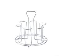 Estante de almacenamiento de tazas de acero inoxidable, elegante soporte de secado de vidrio al revés para organización y decoración de cocina (6 bits-S)