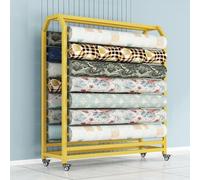 Estante de almacenamiento de tela, estante de exhibición resistente con barra ajustable para colgar y ruedas, organizador móvil para rollos de cuero, película de ventana y papel tapiz