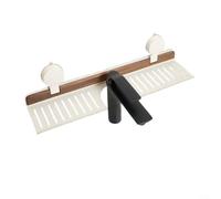 Estante de almacenamiento de ventosa de madera de nogal y aluminio a prueba de óxido para área de grifo de baño, diseñado para uso a largo plazo en entornos húmedos (40 cm, blanco)