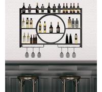 Estante de almacenamiento de vidrio negro champán para bar, restaurante y cocina, estante colgante para vino y licor, estante de ahorro de espacio para el hogar y bares, 140 x 15 x 80 cm