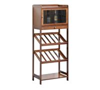 Estante de almacenamiento de vino de madera con puerta, estante de exhibición de licor de alta capacidad para sala de estar, cocina, bar y comedor, elegante soporte para vino
