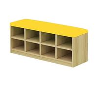 Estante de almacenamiento de zapatos de gran capacidad y banco de almacenamiento para guardería con barrera de seguridad para centro de actividades en interiores, sofá tapizado, fácil de limpiar