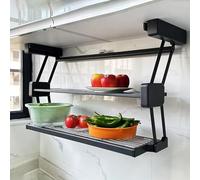 Estante de almacenamiento desplegable de doble elevación, debajo de un gabinete alto, estante plegable para especias, platos, sistema retráctil desplegable, soporta hasta 22 l,D8.3"xh17.3"-W-27.2"