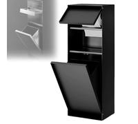 Estante de almacenamiento empotrado para baño, organizador de acero inoxidable impermeable con nicho de ducha oculto y cubo de basura, diseño a prueba de fugas para duchas públicas