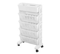 Estante de Almacenamiento Estantería Móvil Móvil Estantería Móvil de Plástico Extraíbles para la Sala de Estudio en el Hogar 5 Estantería Móvil Estantería de Estantería de Liderazgo 70 Cm (5 capas)