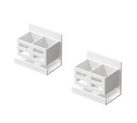 Estante de Almacenamiento for cepillos Dientes, Pasta y peines, Aluminio, sin taladros, for baño, Montaje en Pared, Compatible con lavabos, 2 Unidades