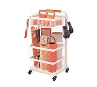 Estante De Almacenamiento For Esterillas Yoga, For Equipos Entrenamiento Con Ruedas Metal, Estantes Ajustables Y Ganchos Laterales,Capacidad Carga 100 Kg(White,95x36x40.5cm)