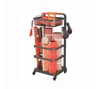 Estante De Almacenamiento For Esterillas Yoga, For Equipos Entrenamiento Con Ruedas Metal, Estantes Ajustables Y Ganchos Laterales,Capacidad Carga 100 Kg(Black,110x36x40.5cm)