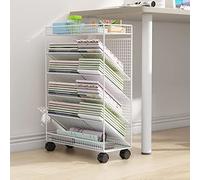Estante de almacenamiento lateral de escritorio móvil, carrito rodante con ruedas, mesa auxiliar estrecha para espacios pequeños, organizador de estantería para sala de estar, dormitorio, aula