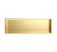 Estante de almacenamiento LED de acero inoxidable para ducha, no requiere azulejos, acabado de metal en negro y dorado champán, 92 x 32 x 12,5 cm, perfecto para la organización del baño