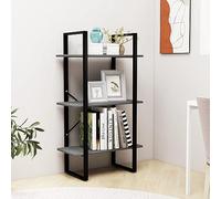 Estante de almacenamiento madera maciza pino gris 60x30x105 cm para sala de estar y cocina, estantería decorativa robusta con estructura metálica, mueble organizador versátil para hogar y taller