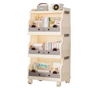 Estante de Almacenamiento móvil con estantes y Ruedas, estantería Plegable para niños, Organizador de Sala de Estar, Puede Contener artículos de Primera Necesidad, Libros, Juguetes White Small-C