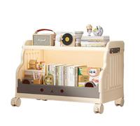 Estante de almacenamiento móvil con estantes y ruedas, estantería plegable para niños, organizador de sala de estar, puede contener artículos de primera necesidad, libros, juguetes White Large-A
