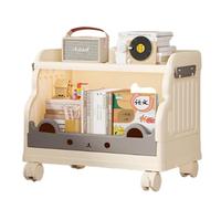 Estante de Almacenamiento móvil con estantes y Ruedas, estantería Plegable para niños, Organizador de Sala de Estar, Puede Contener artículos de Primera Necesidad, Libros, Juguetes White Small-A