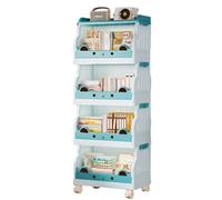 Estante de Almacenamiento móvil con estantes y Ruedas, estantería Plegable para niños, Organizador de Sala de Estar, Puede Contener artículos de Primera Necesidad, Libros, Juguetes Blue Small-D