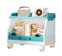 Estante de Almacenamiento móvil con estantes y Ruedas, estantería Plegable para niños, Organizador de Sala de Estar, Puede Contener artículos de Primera Necesidad, Libros, Juguetes Blue Small-A