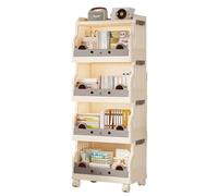 Estante de Almacenamiento móvil con estantes y Ruedas, estantería Plegable para niños, Organizador de Sala de Estar, Puede Contener artículos de Primera Necesidad, Libros, Juguetes White Small-D
