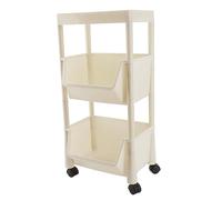 Estante de Almacenamiento Móvil, Estantería Móvil de Gran Capacidad con Polea Freno, Organizador Servicios Públicos Estantería para el Hogar, Cocina, Dormitorio (Tres Capas con Cubierta/