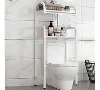 Estante de almacenamiento para baño sobre el inodoro, ahorro de espacio, fácil de instalar, estantes de plástico ecológicos, color blanco, 2 niveles para decoración del hogar