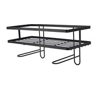 Estante de almacenamiento para baño sobre el inodoro con ganchos, no requiere taladrar, color negro.