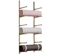 Estante de almacenamiento para esterilla de yoga de montaje en pared, organizador de gimnasio resistente para esterillas de yoga, correas, rodillo de espuma, accesorios de fitness en el hogar