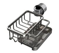 Estante de almacenamiento para grifo para fregadero de cocina, estante para platos y toallero, organizador de aluminio que ahorra espacio con bandeja de goteo extraíble, resistente al óxido