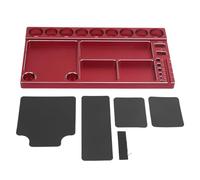 Estante de almacenamiento para herramientas de destornillador RC, organizador magnético de aleación de aluminio para coches RC 1/8, 1/10 y 1/12, con 4 almohadillas magnéticas y (Roja)