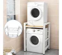 Estante de almacenamiento para lavadora de tambor, soporte de secadora de altura ajustable - Kit apilable con capacidad de carga de 600 kg para lavadoras de carga frontal y secadoras (blanco)