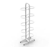 Estante de almacenamiento para pelotas de yoga con ruedas que ahorra espacio, con capacidad para 5 pelotas de gimnasia, ideal para salas de fitness, gimnasios y estudios. Tamaño pequeño comercial