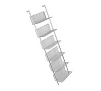Estante de Almacenamiento para Revistas de Piso, Estantería con Escalera de 6 Niveles para Oficina en Casa o Estudio, Diseño de Metal Minimalista y Elegante