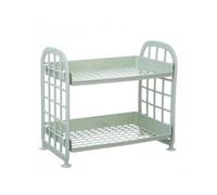 Estante de almacenamiento plegable de dos capas para escritorio, color verde nórdico, 21,5 x 14 x 20 cm, para