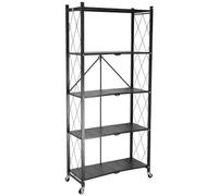 Estante de almacenamiento plegable de metal resistente de 5 niveles, 70 cm de ancho, para cocina, sala de estar, dormitorio, oficina, garaje, 70 x 34 x 163 cm, color gris oscuro