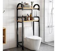 Estante de almacenamiento sobre el inodoro, organizador de baño de 2 niveles que ahorra espacio, estante independiente para baños pequeños y lavandería, maximiza el espacio y ordena