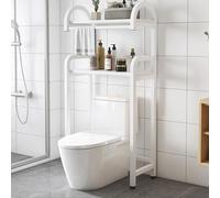 Estante de almacenamiento sobre el inodoro, organizador de baño de 2 niveles que ahorra espacio, estante independiente para baños pequeños y lavandería, maximiza el espacio y ordena