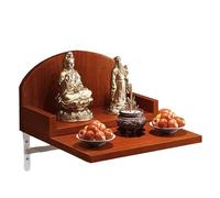 Estante de Altar Budista de Madera Maciza for Montar en la Pared, Soporte de oración con Marco de Metal for meditación y adoración en el hogar.(Brown,30cm)