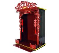 Estante De Altar Budista Estante De Buda Soporte De Estatua, Madera Tallada A Mano Meditación China Santuarios Budistas Estante De Pared Estatua Vitrina for Decoración del Hogar(Red 2,66*42*28cm)
