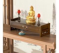 Estante de altar de Buda, estante budista de madera con cajón y asas de hardware, decoración de estilo chino para santuario, meditación, oraciones, adivinación