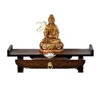 Estante de altar de Buda, mesa de meditación de bambú con bandeja extensible, ideal para oración, sacrificios, adivinación y quema de incienso