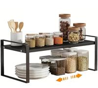 Estante De Armario Expandible De Alta Resistencia,Estantería De Cocina Extensible,Metal Estanteria Cocina,Organizador De Especia Cocina Y Encimeras,Despensa,Bajo El Fregadero A,L25-45*W22*H17cm