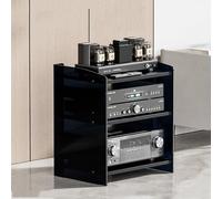 Estante de audio acrílico ajustable de 3 niveles para el hogar, estantes de almacenamiento de medios de alta fidelidad, componente estéreo de madera negra transparente para equipos de audio/video