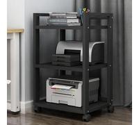 Estante de audio ajustable de 3 niveles, soporte de madera y acero con ruedas, estante independiente para reproductores de DVD, caja de TV, caja de cable, 60 x 40 x 79 cm, estilo 1