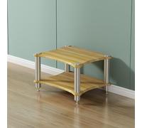 Estante de audio de alta fidelidad movible de madera abierto con 2 capas para reproductor de CD/DVD y enrutador WiFi, elegante organizador de estantería audiovisual