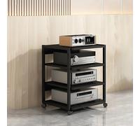 Estante de audio de pie moderno para audio y vídeo con rueda universal, soportes de almacenamiento de medios móviles para reuniones, sala de estar, sala de juegos, sala de grabación.