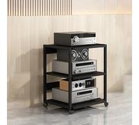 Estante de audio de pie moderno para audio y vídeo con rueda universal, soportes de almacenamiento de medios móviles para reuniones, sala de estar, sala de juegos, sala de grabación.