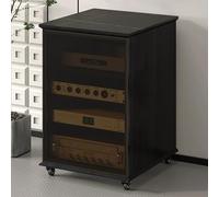 Estante de Audio for Gabinete Multimedia AV con Ruedas, Estantes Ajustables, Gabinete Estéreo Soporte Multimedia AV con Puerta de Vidrio Templado, Rápida Disipación de Calor(Nero,4-Tier)