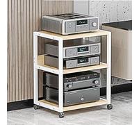 Estante de audio HiFi para TV con soporte para impresora, almacenamiento multimedia abierto para componentes AV, reproductores de DVD estéreo, consolas de juegos, centro de entretenimiento de esquina