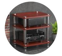 Estante de audio moderno de 4 niveles para tocadiscos, soporte robusto de MDF para tocadiscos con patas amortiguadoras, estante para equipos para amplificador y altavoces, blanco, 23,6 x 18,9 x 15 p