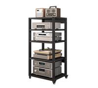 Estante de audio resistente con ruedas, torre de 5 niveles para componentes estéreo de entretenimiento, altura de 110 cm