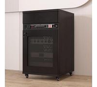 Estante de audio resistente de 12U con ruedas, gabinete profesional de equipo de estudio y cine en casa para amplificadores, receptores KTV AV, diseño negro resistente de 2 niveles