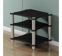 Estante de audio y video HiFi para cine en casa, estante de almacenamiento de CD/DVD y amplificador, tablero de fibra de alta densidad y acero inoxidable, organizador de medios abierto con base a pr